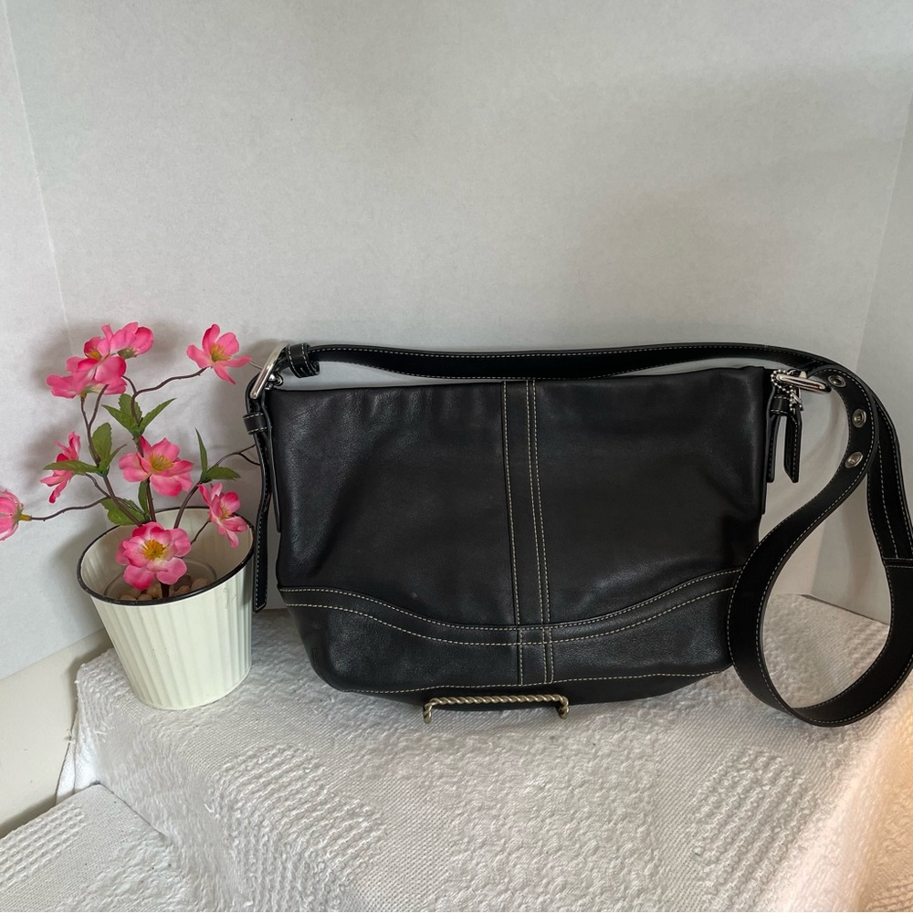 Coach Black Leather Shoulder Bag~‎ Y2K HOBO Shoulder Purse